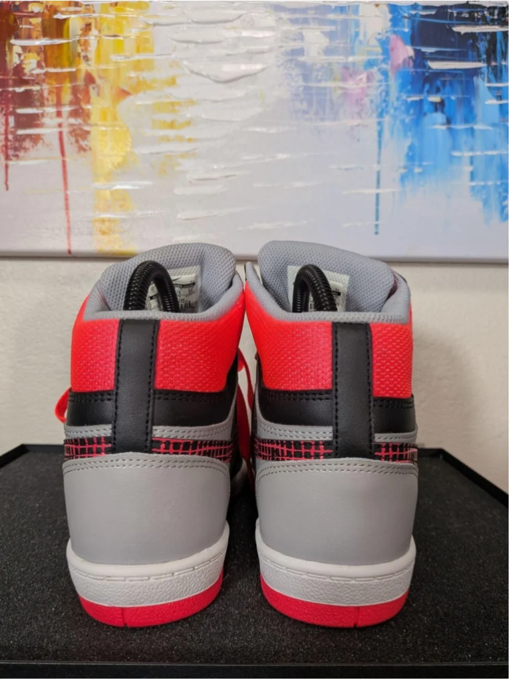 Nike Force Sky High Womens Size 8 Black Red Gray Platform Sneakers 629746-003